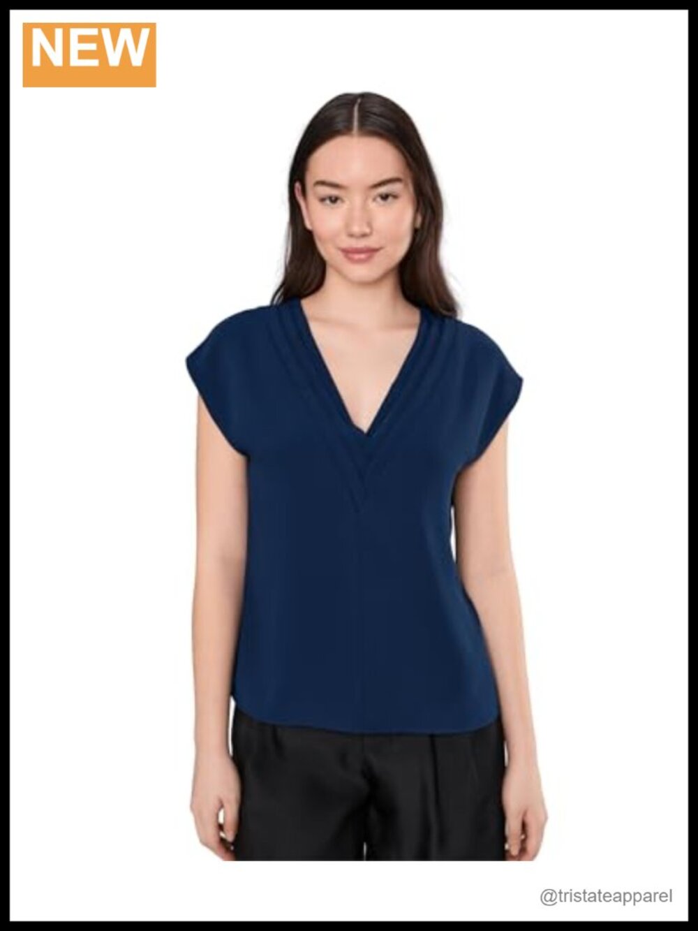 Trina Turk Zula V-Neck Cap Sleeve Blouse 100% Polyester Relaxed Fit Pull On